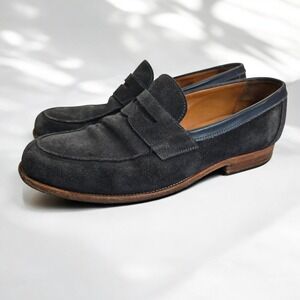 Jack Erwin Men's Charcoal Suede Penny Loafer Dress Shoes Size 9 Leather Soles